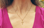 Gold Textured Cross Necklace