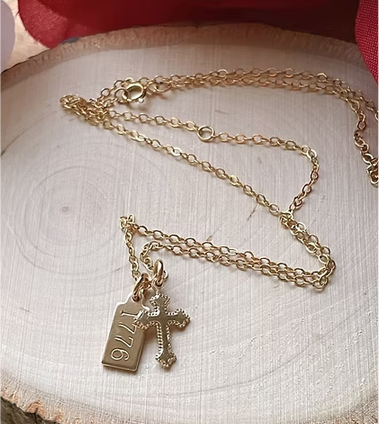 1776 Cross gold filled charm necklace