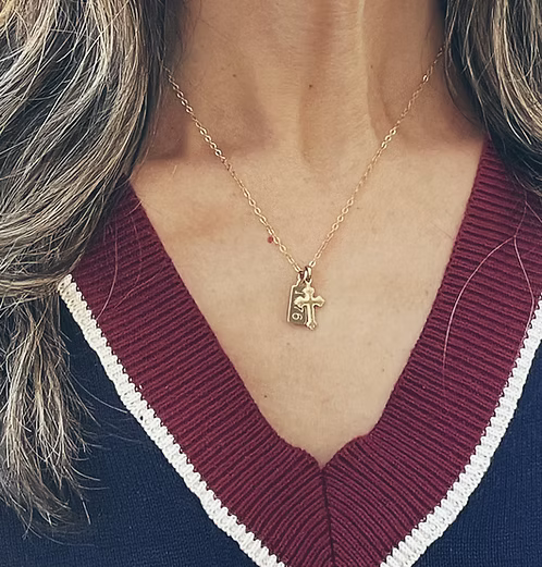 1776 Cross gold filled charm necklace