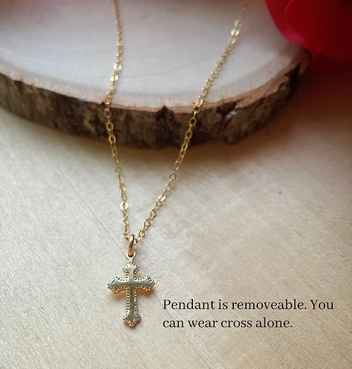 1776 Cross gold filled charm necklace