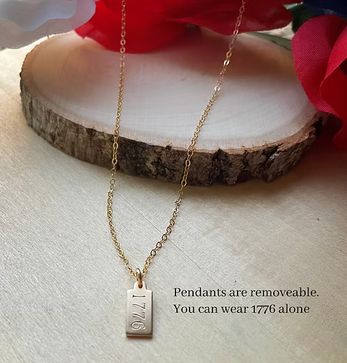 1776 Cross gold filled charm necklace