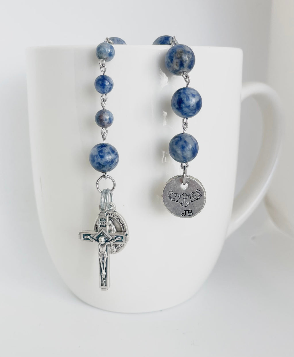 Personalized decade blue sodalite rosary