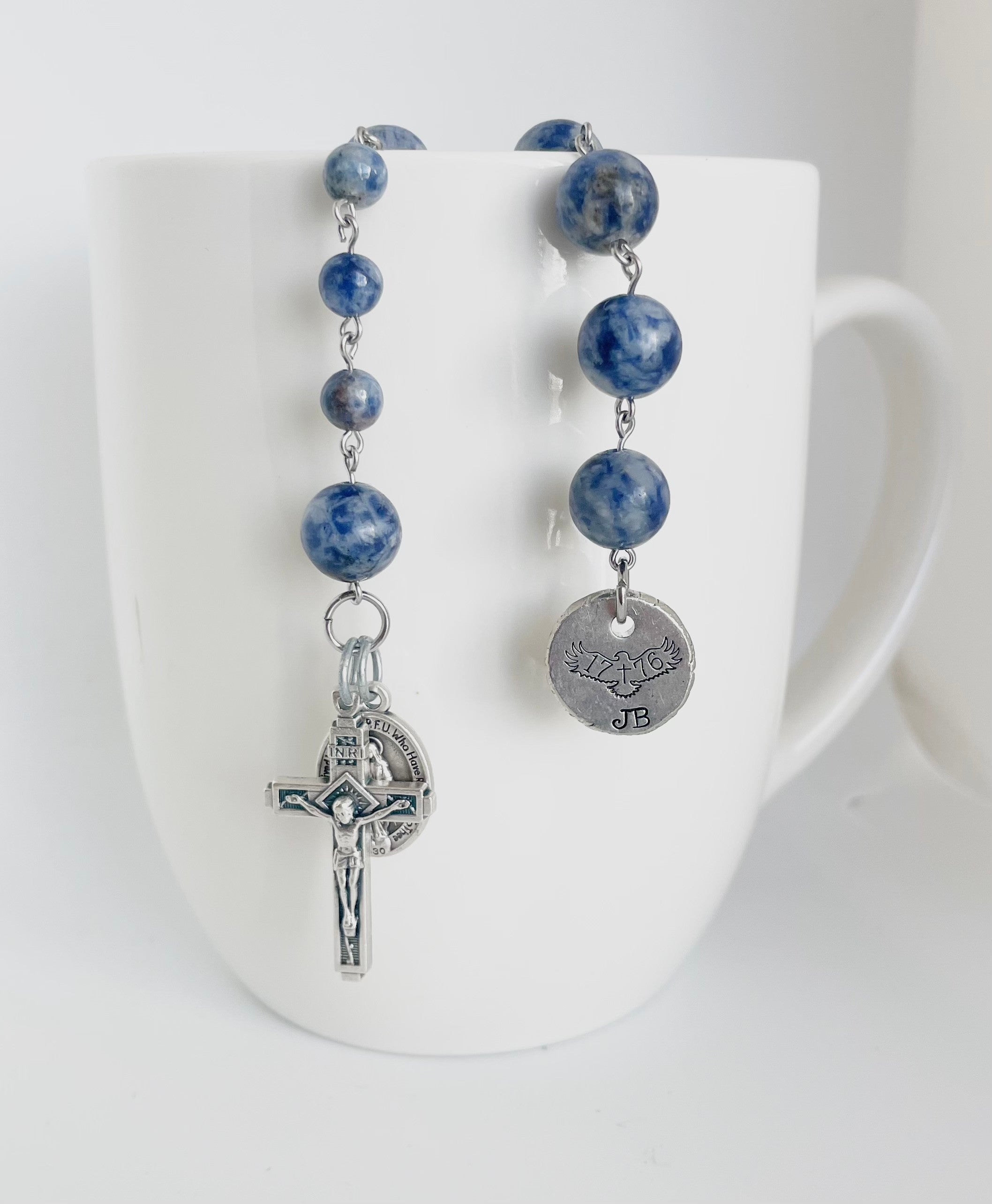 Personalized decade blue sodalite rosary