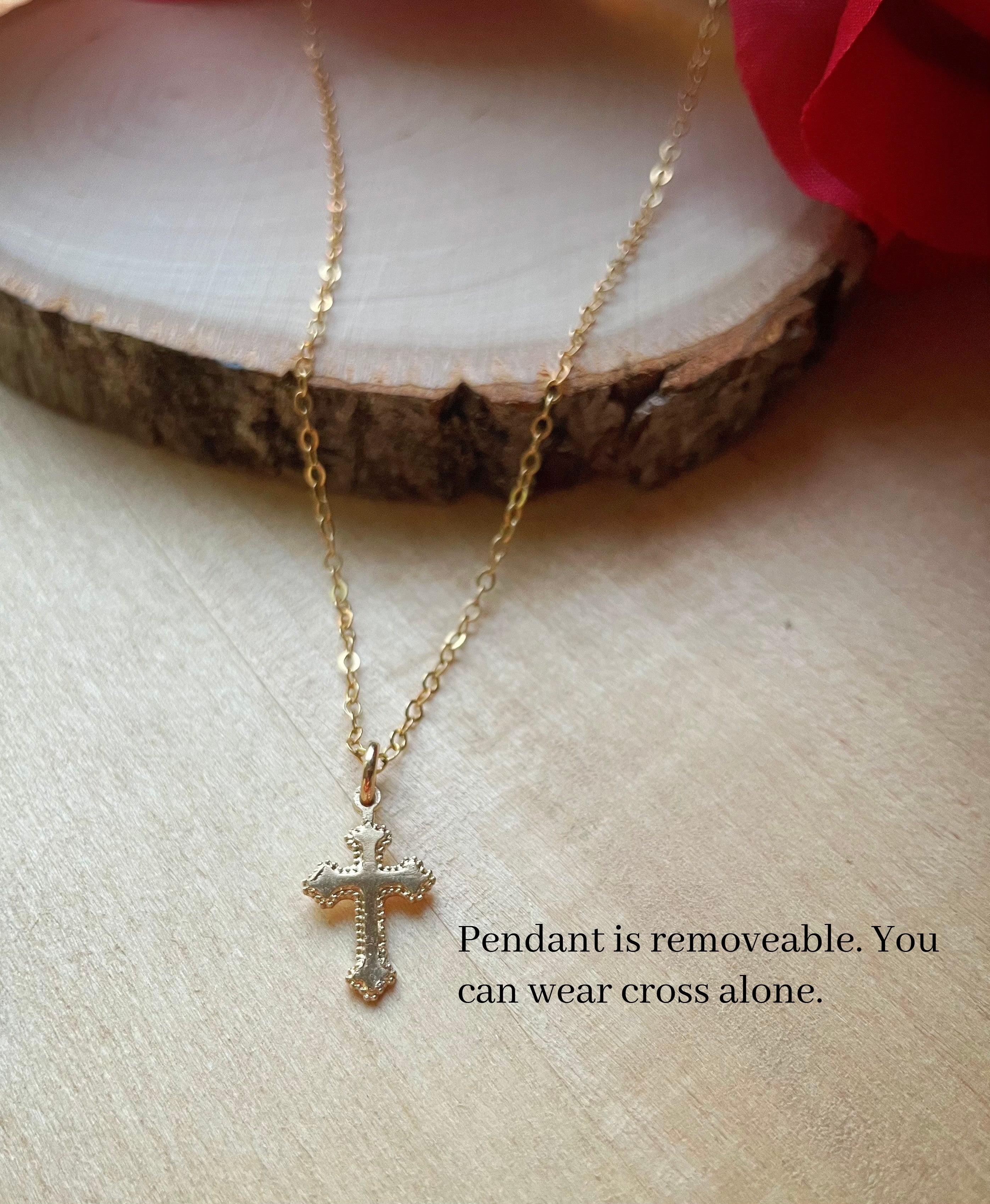 1776 Cross gold filled charm necklace