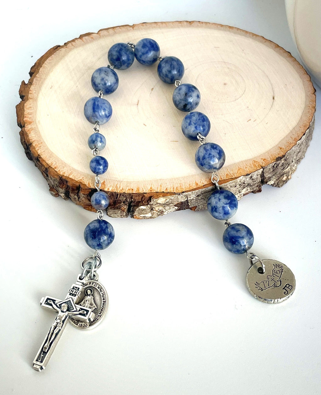 Personalized decade blue sodalite rosary