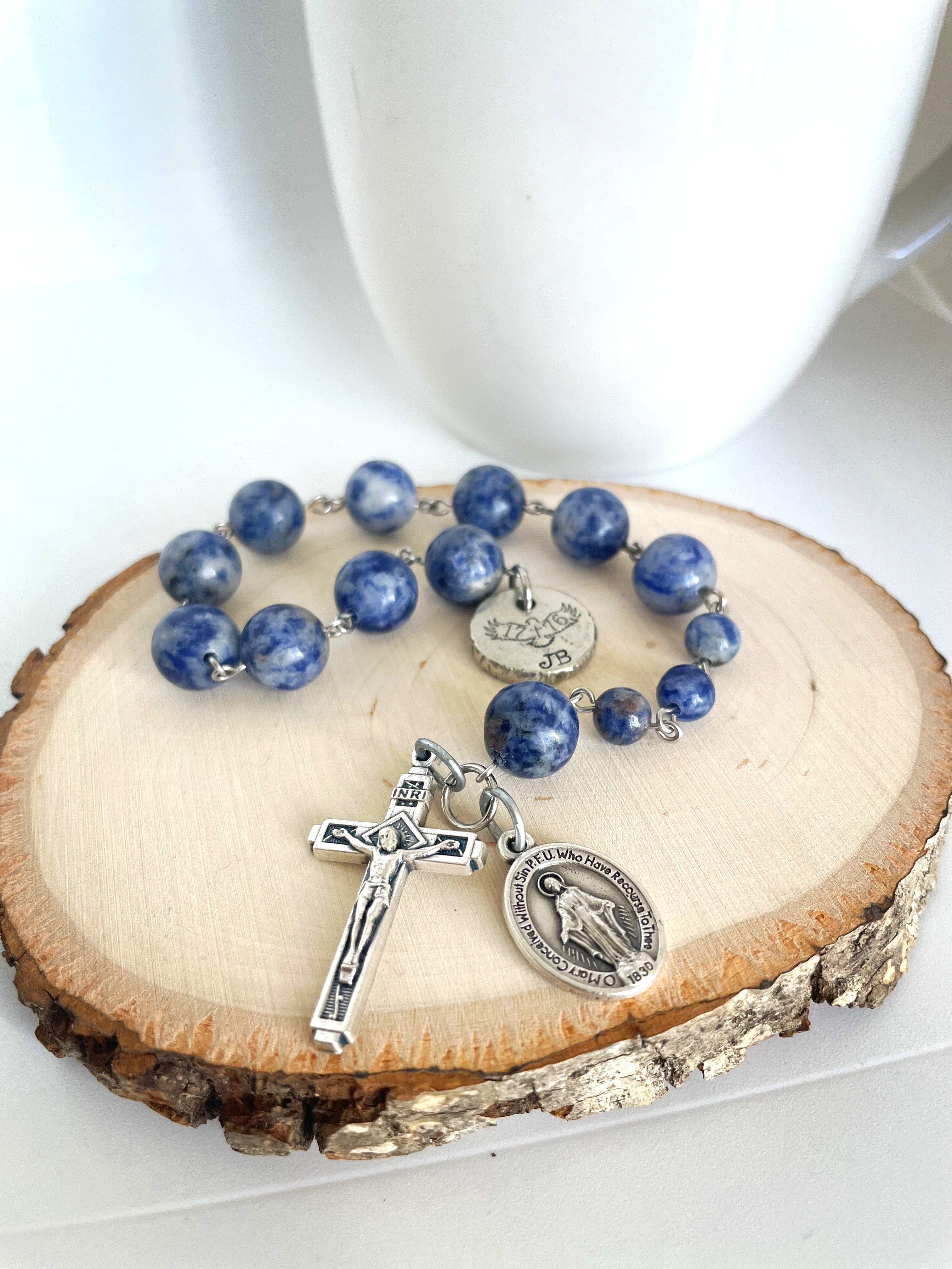 Personalized decade blue sodalite rosary