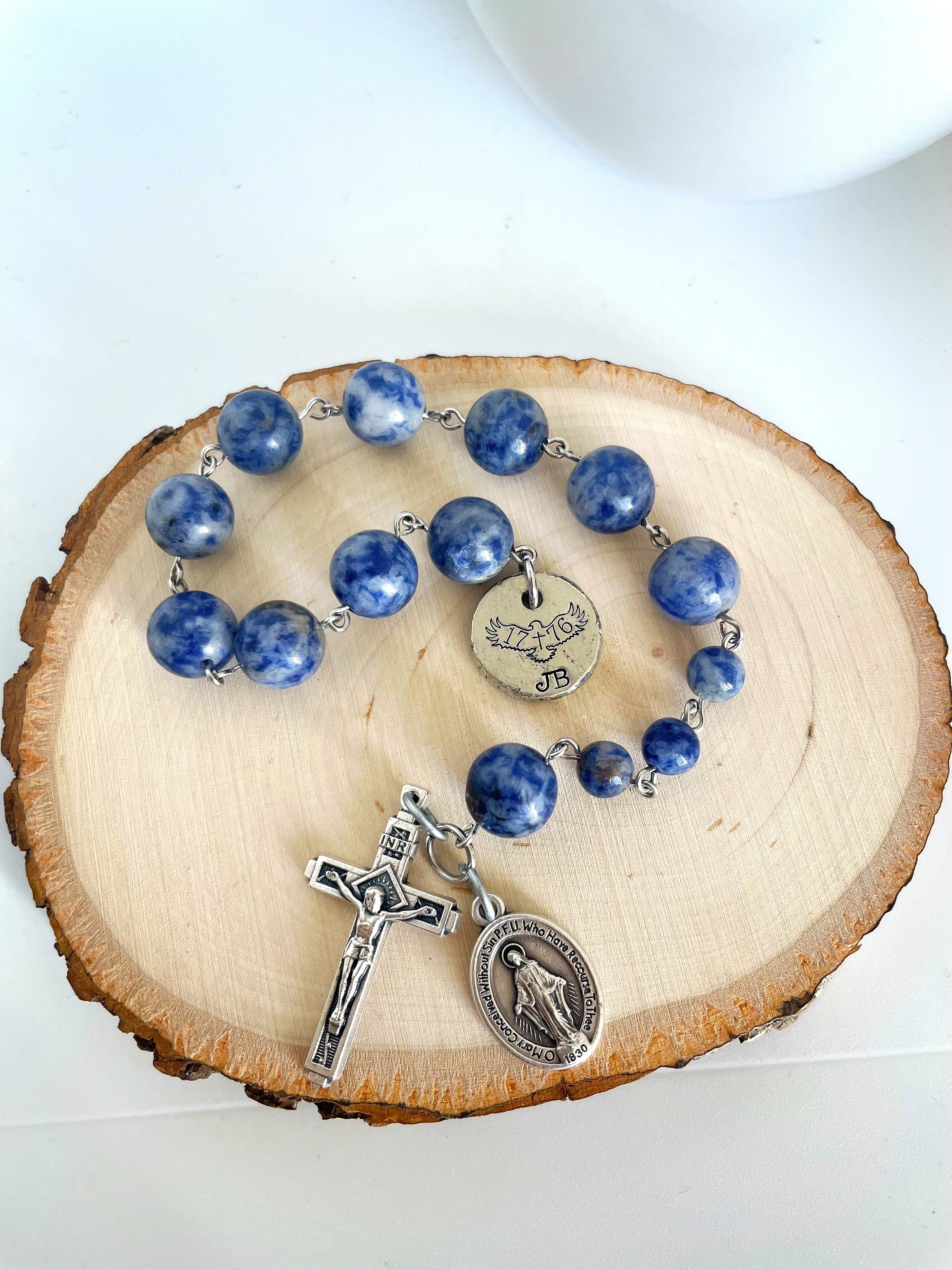 Personalized decade blue sodalite rosary