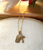 1776 Cross gold filled charm necklace