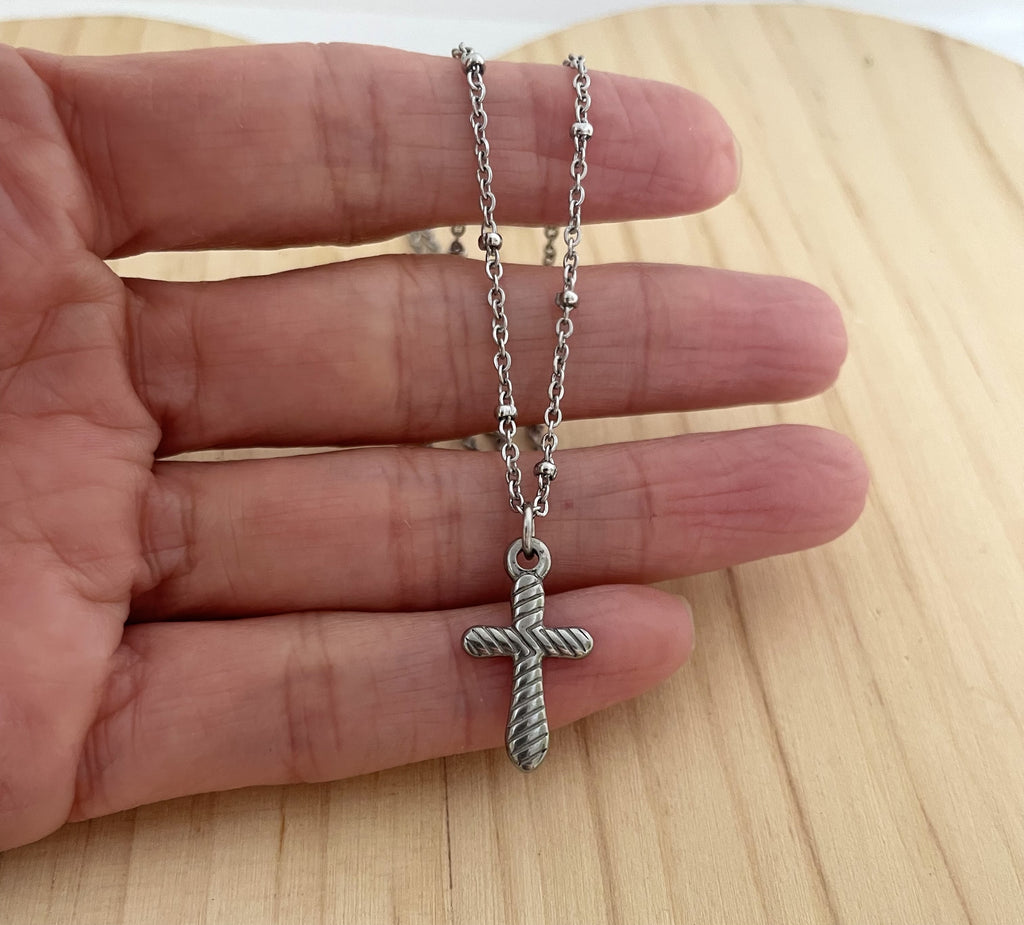 Textured Cross Necklace