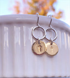 Mixed metal cross earrings
