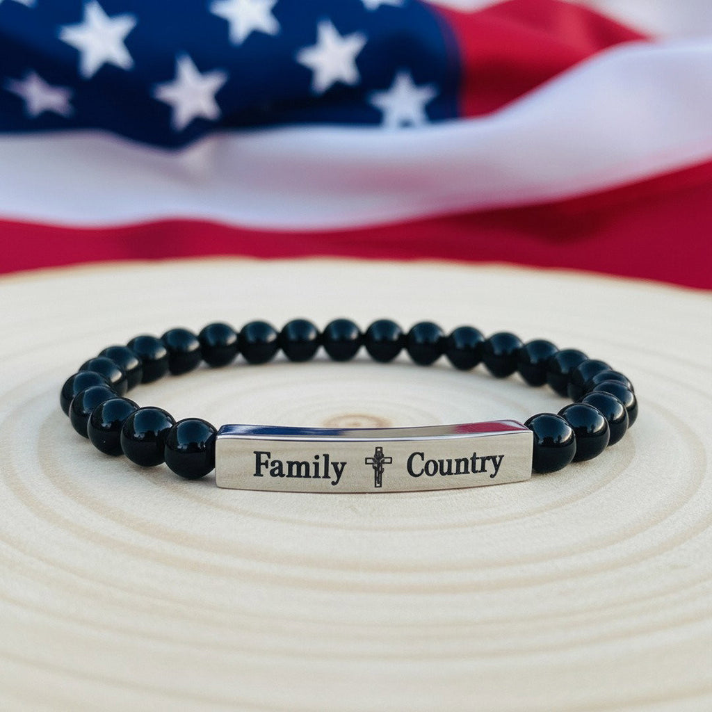 God, family, country bracelet