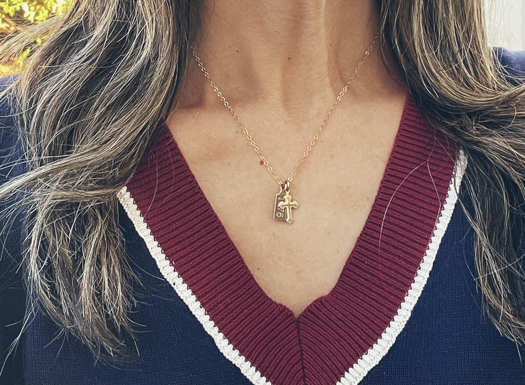 1776 Cross gold filled charm necklace