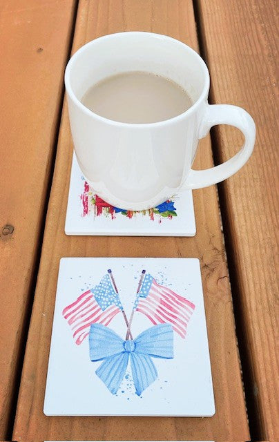 Flag with Flowers Coaster (Set of 4)